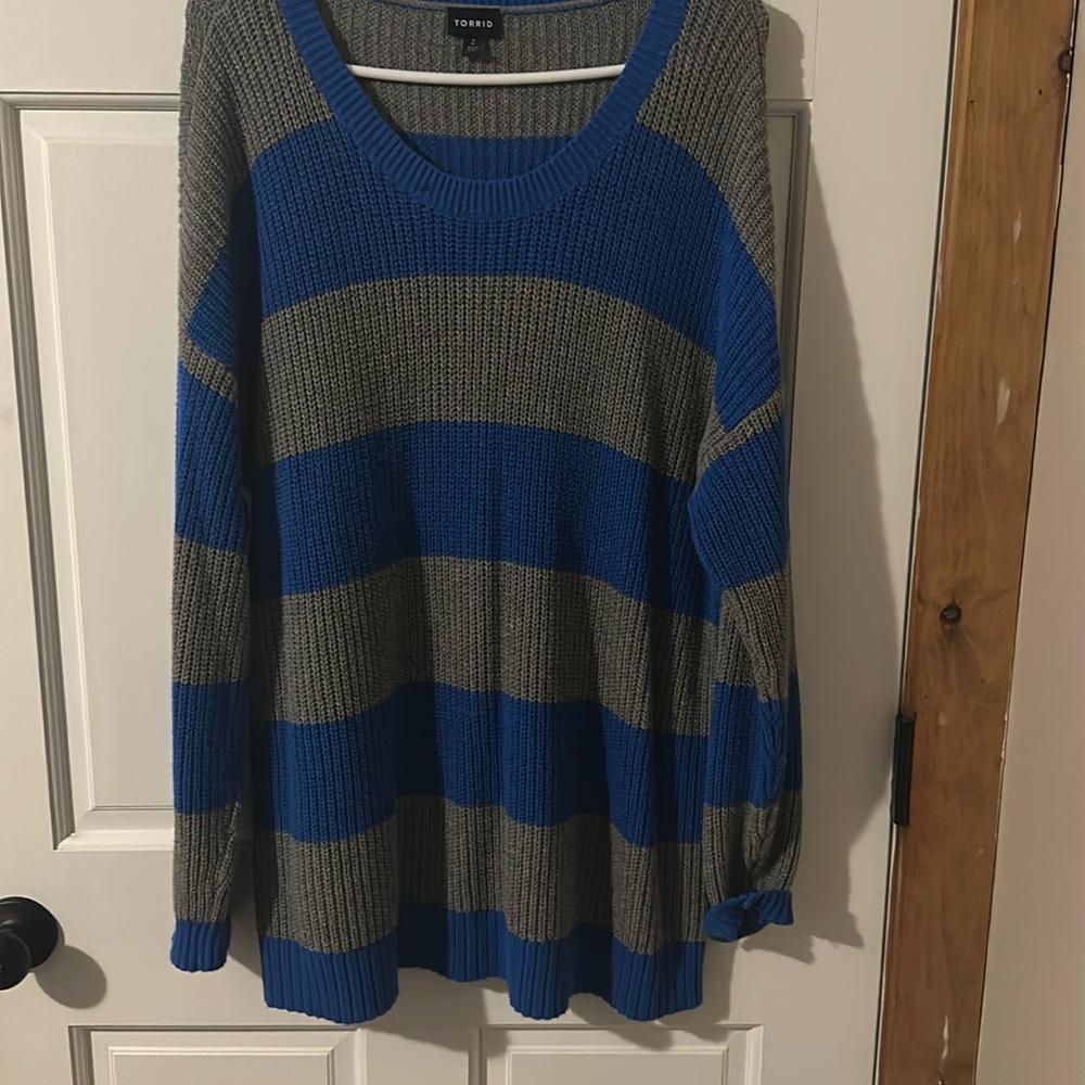 Torrid Blue & Gray Sweater